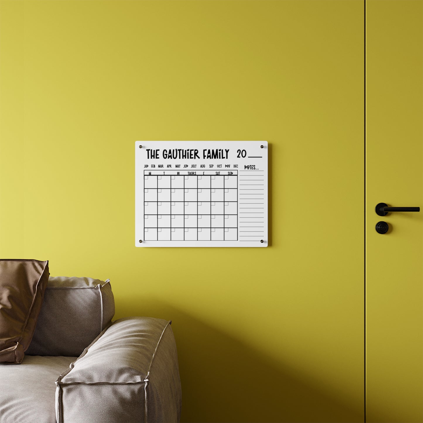 Personalized Erasable Calendar, Decorative Acrylic