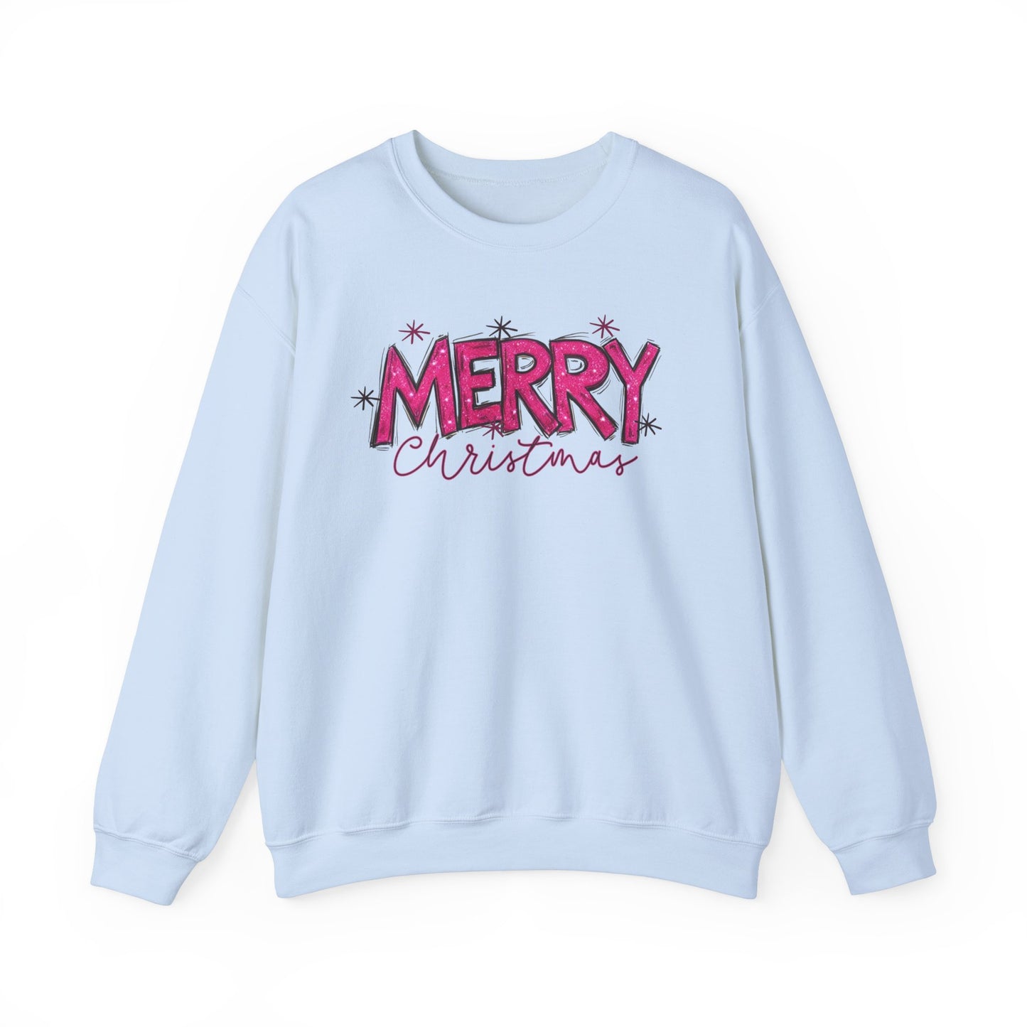 Pink Glitter Merry Christmas Holiday Sweatshirt