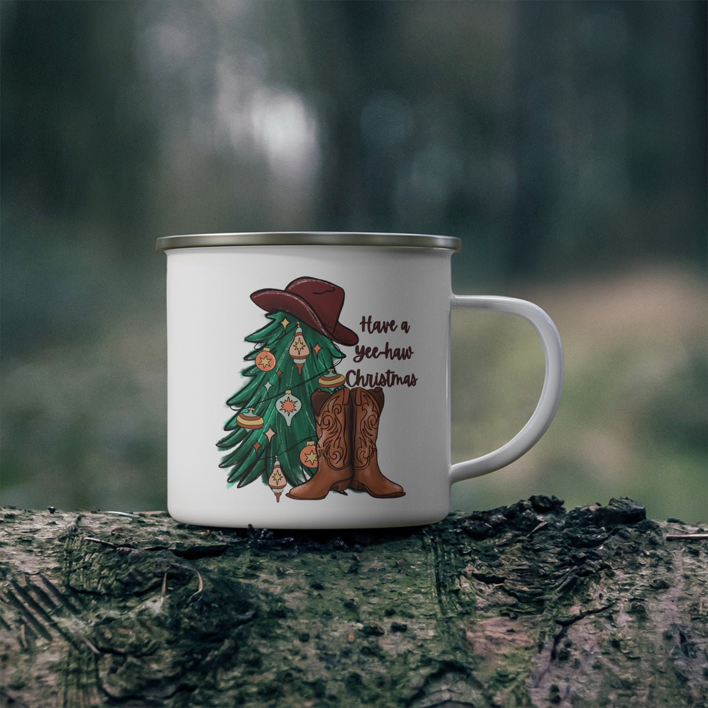 Yee-haw Western Christmas -Enamel Camping Mug