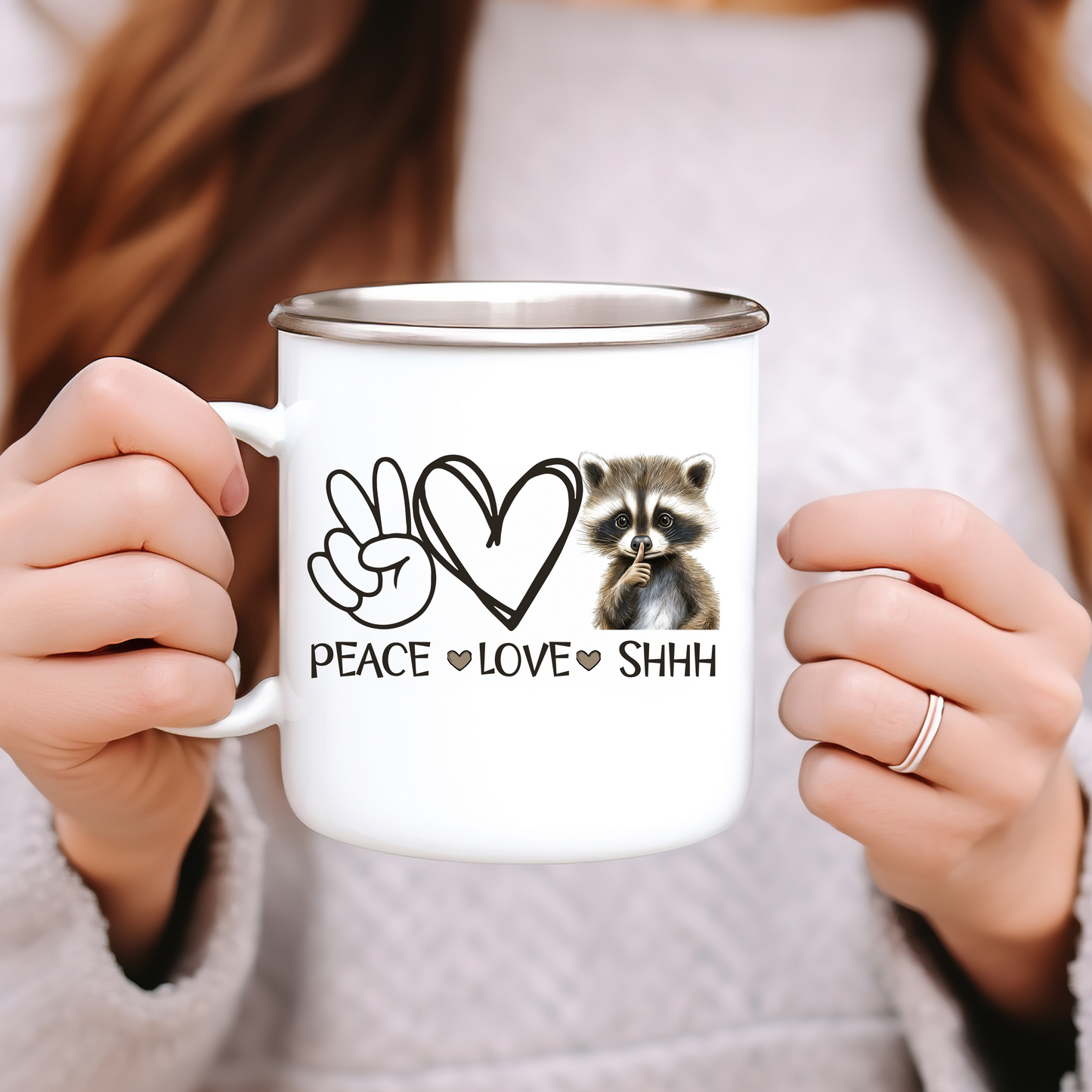 Peace Love and Shhh Raccoon Digital Download, Sublimation, Digital Design