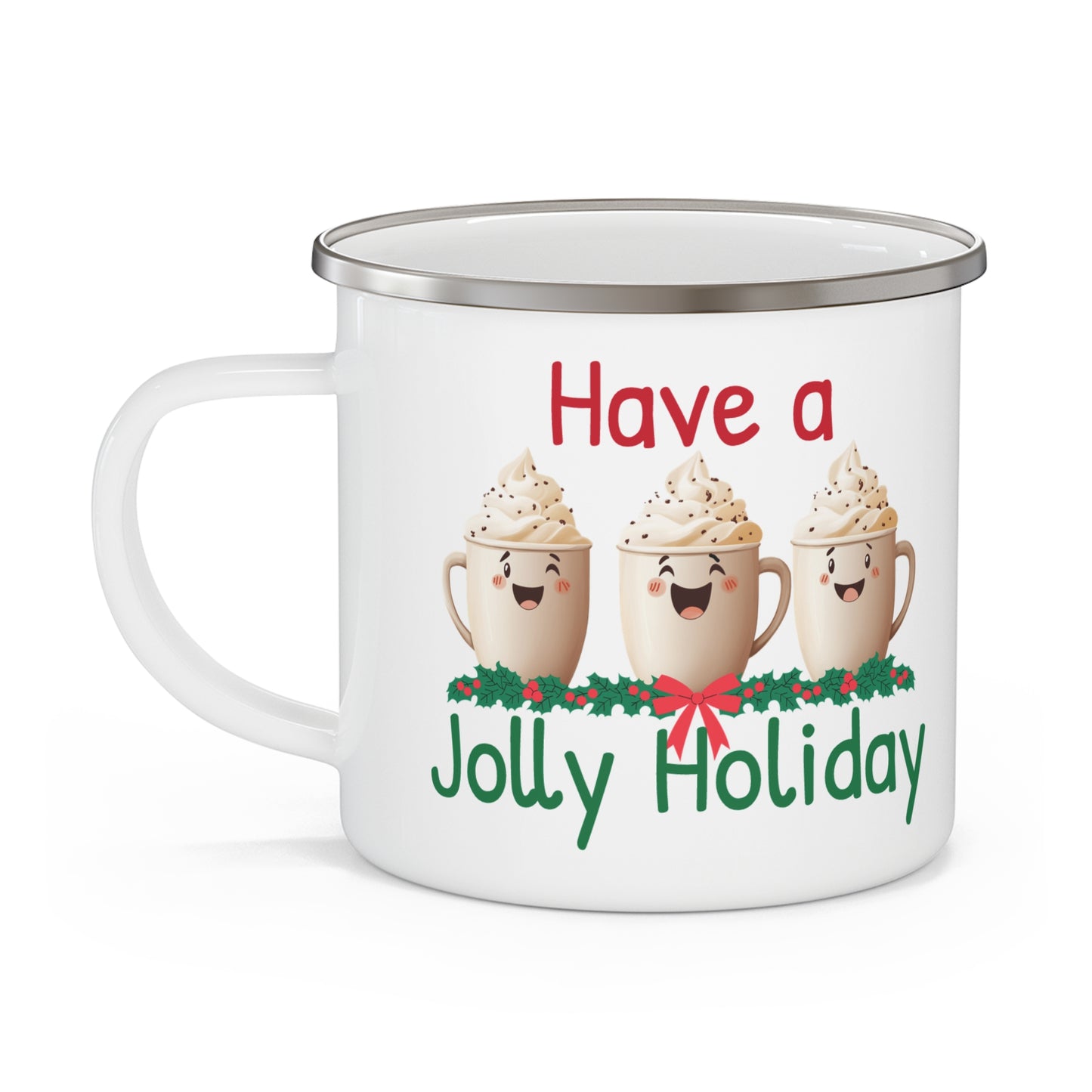 Jolly Holiday Cocoa Cups -Enamel Camping Mug