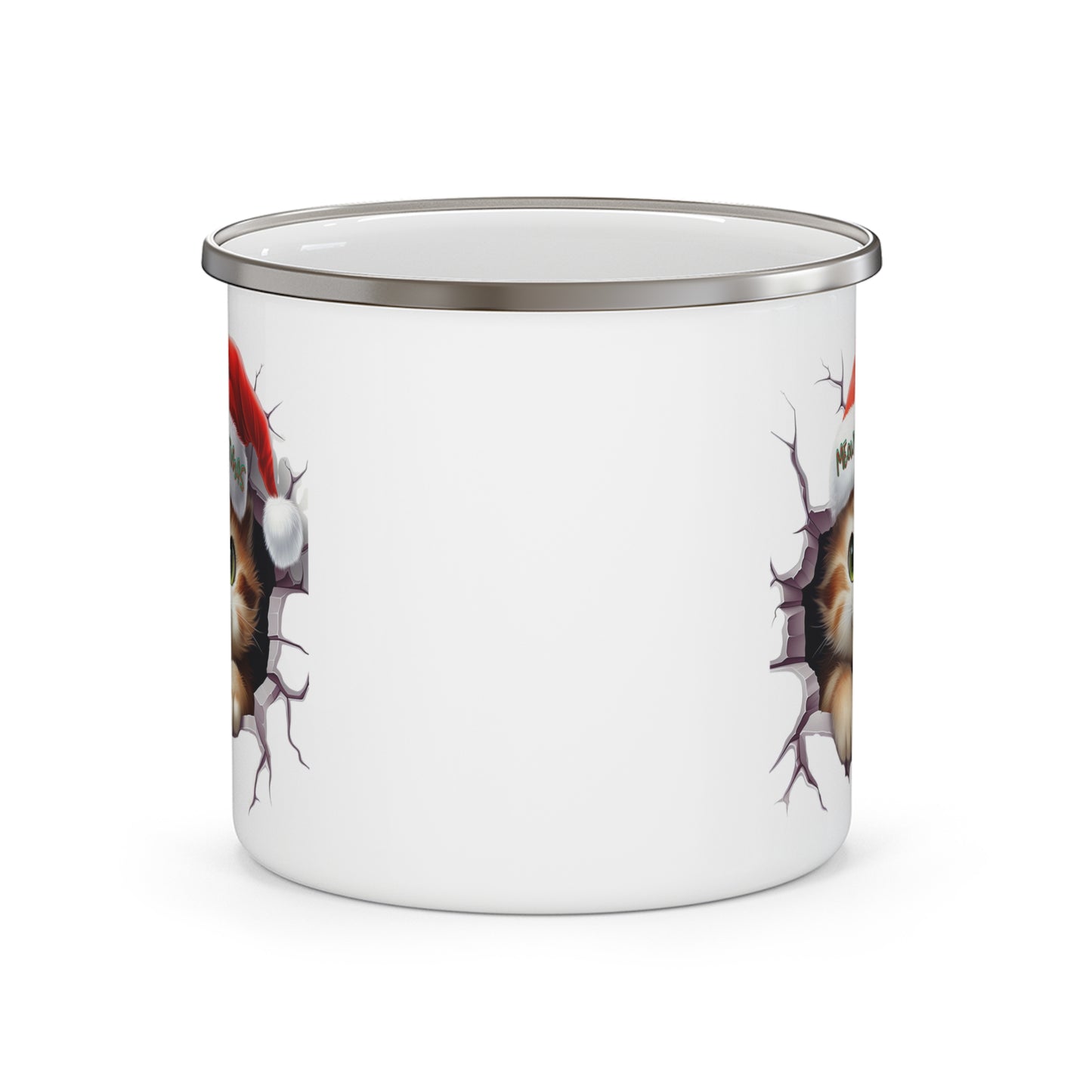 Meowy Christmas Kitty Kat -Enamel Camping Mug