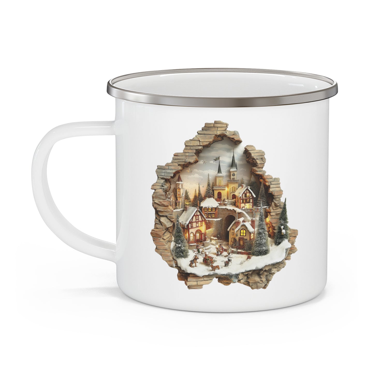 3D Christmas Scene -Enamel Camping Mug