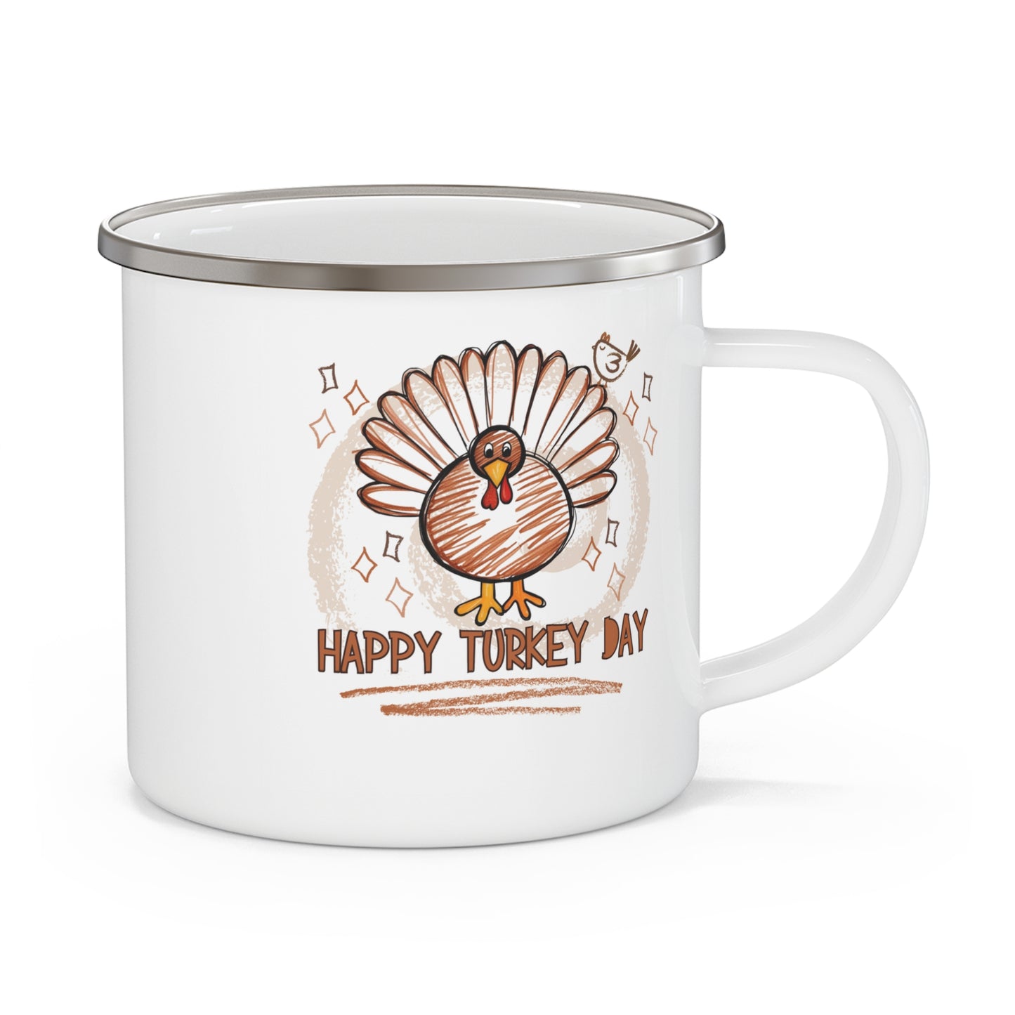 Happy Turkey Day Thanksgiving Holiday Enamel Camping Glamping Mug