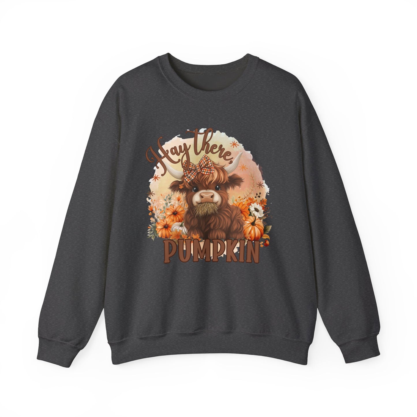 Hay There Highland Cow Pumpkin Thanksgiving Fall Autumn Sweatshirt