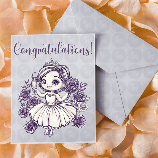Vintage Purple Bride Cartoon Digital Design Download