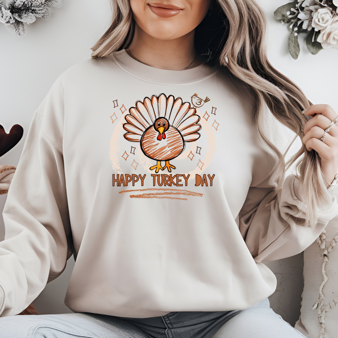 Happy Turkey Day Thanksgiving Holiday Sweatshirt