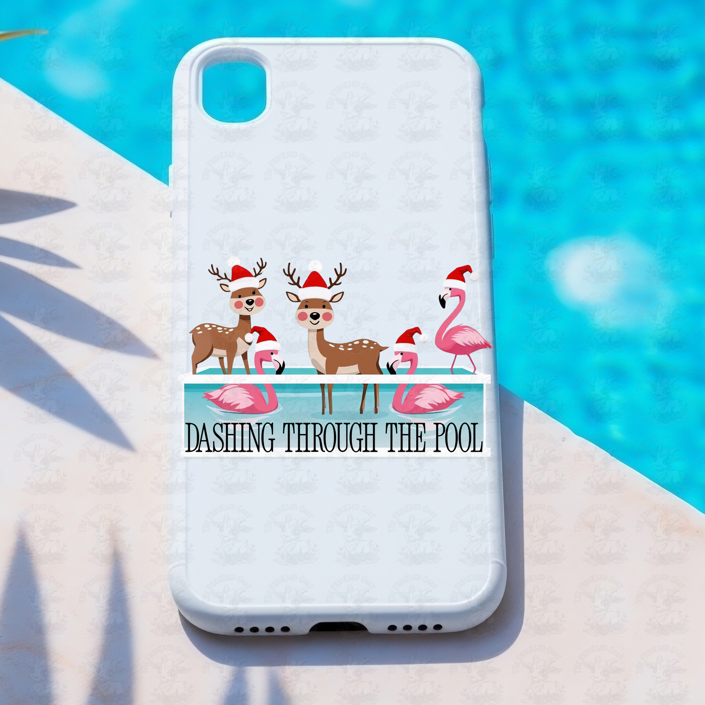 Christmas in July Digital Download | Dashing Through The Pool Christmas Art | Funny Summer Holiday Flamingo & Reindeer Design | Tropical Pool Party Shirt or Decor