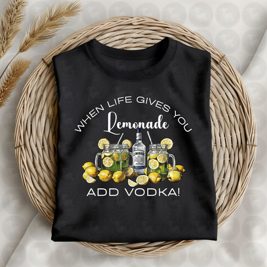 Lemonade and Vodka Summer Drink Art | Vintage Cocktail Print with Lemons | Funny Bar Decor or Party Shirt Design | Boozy Lemon Mason Jar Graphic