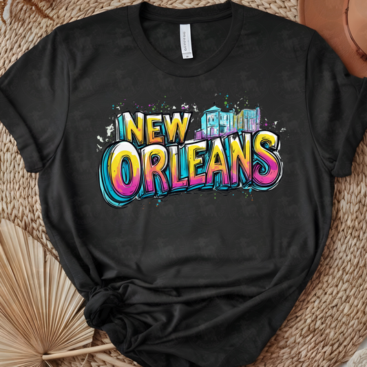 New Orleans Graffiti Art Print | Vibrant Street Style NOLA Wall Decor | Colorful French Quarter House Illustration | Urban New Orleans Design