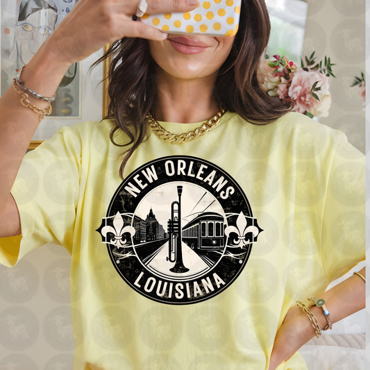 New Orleans Louisiana Jazz Streetcar Wall Art | Vintage Music City Poster | French Quarter Trombone Print | NOLA Home or Bar Decor