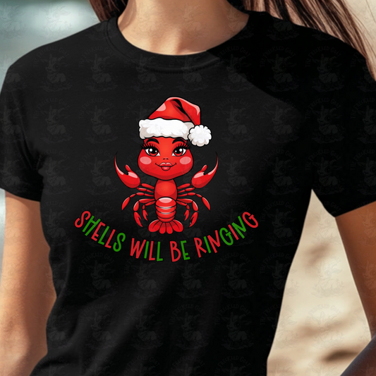 Shells Will Be Ringing | Christmas in July Png | Funny Christmas Crawfish Girl Design | Bougie Louisiana Holiday Crawfish Digital Design Download