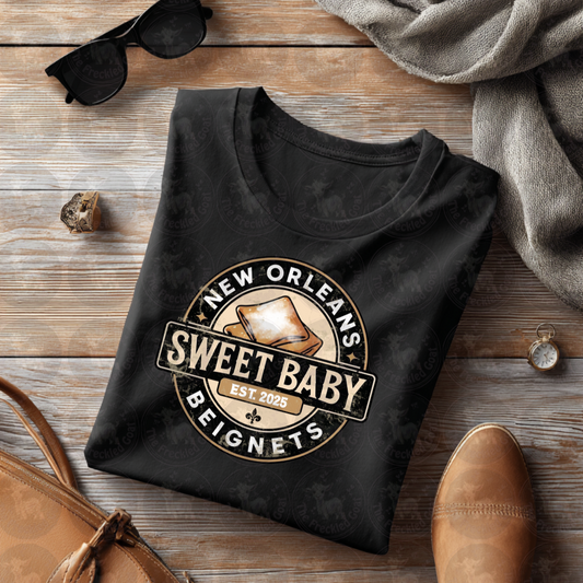 New Orleans Sweet Baby Beignets Retro Logo Print | Vintage Bakery Wall Art | Southern Café Kitchen Decor | French Quarter Style Poste