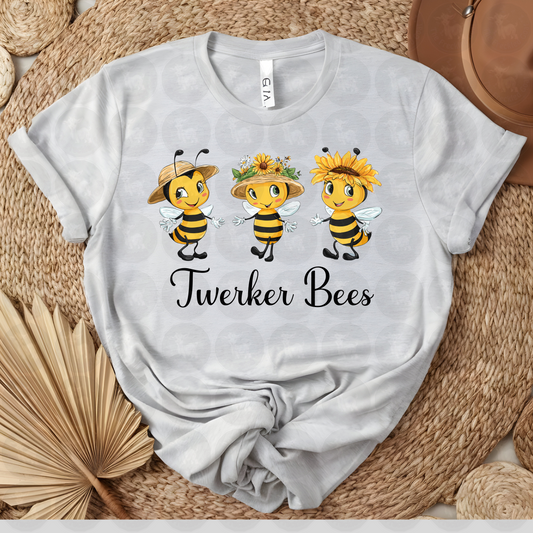 Twerker Bees Funny Dancing Bee Art | Cute Garden Bee Squad with Hats | Sassy Spring Printable or Shirt Design | Floral Honeybee Humor Gift