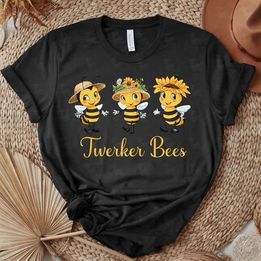 Twerker Bees Funny Dancing Bee Art | Cute Garden Bee Squad with Hats | Sassy Spring Printable or Shirt Design | Floral Honeybee Humor Gift