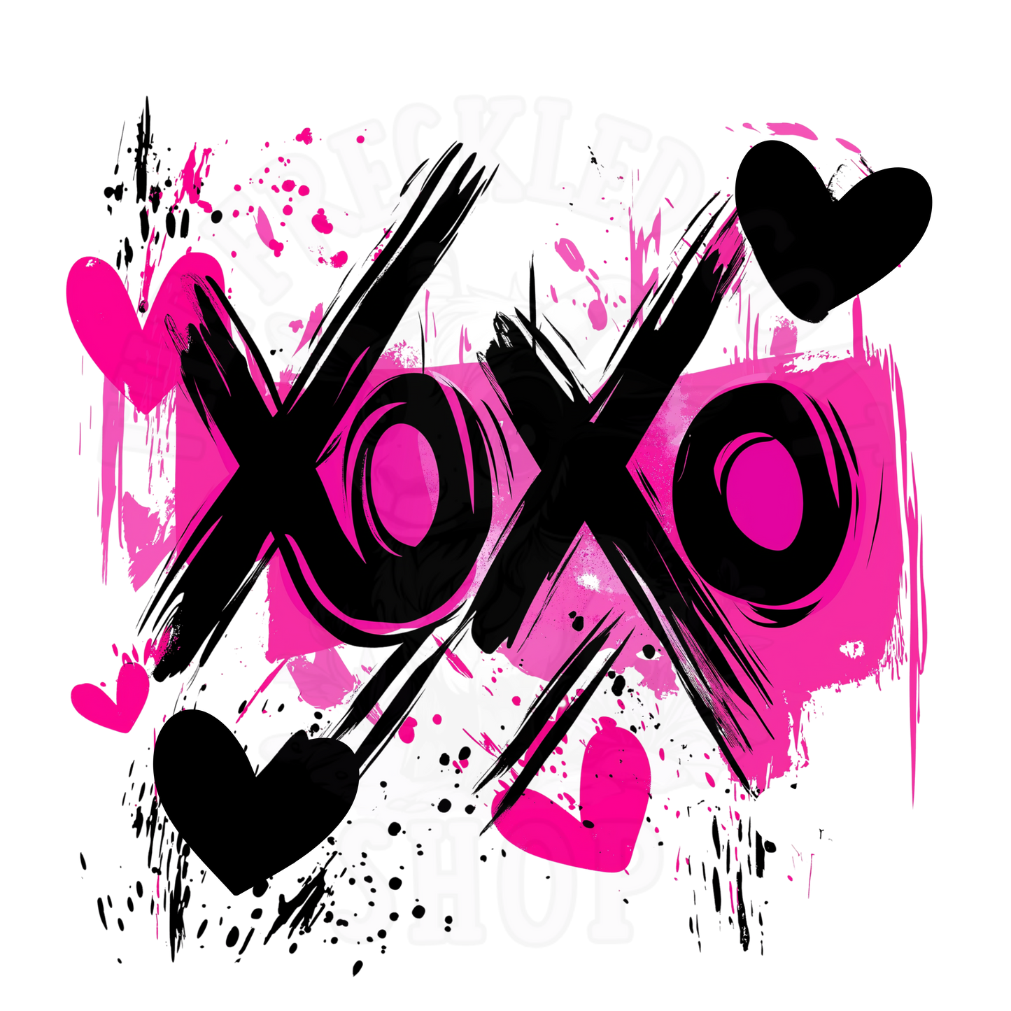 XOXO Valentine Design PNG | Neon Pink Love Art | Grunge Heart Illustration | Instant Download Valentine Graphic